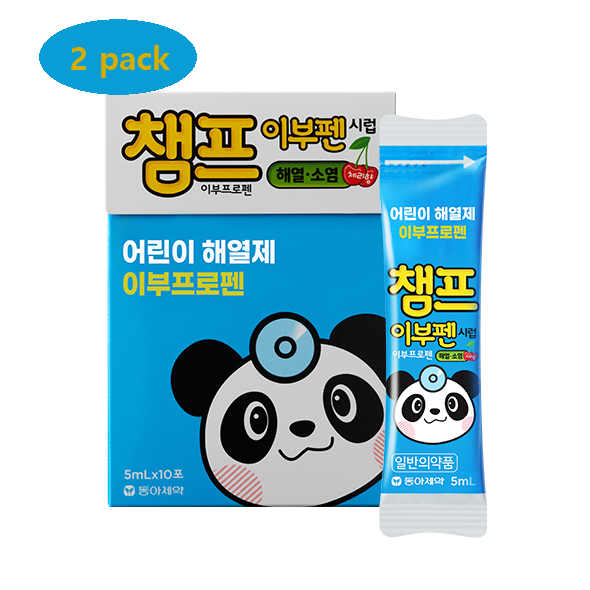 Champ Ibufen Syrup for Children – Ibuprofen-Based Fever & Pain Relief (5ml x 20 Sachets / 100ml Total, Cherry Flavor) 챔프이부펜시럽 어린이해열제 이부프로펜