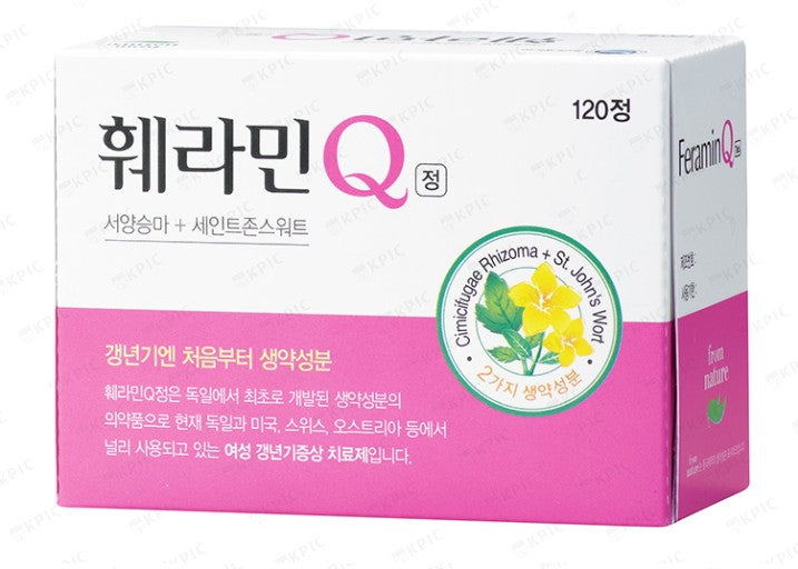 FeraminQ 120 Tablets – Non-Hormonal Menopause Support with St. John’s Wort & Horseradish Extract by Dongkook Pharm 훼라민큐