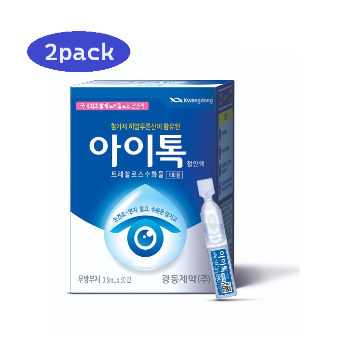 Eyetalk(Trehalose) dry eye drops, 0.5ml X 30 vial X 2 PACK (Total 30ml). 아이톡 점안액